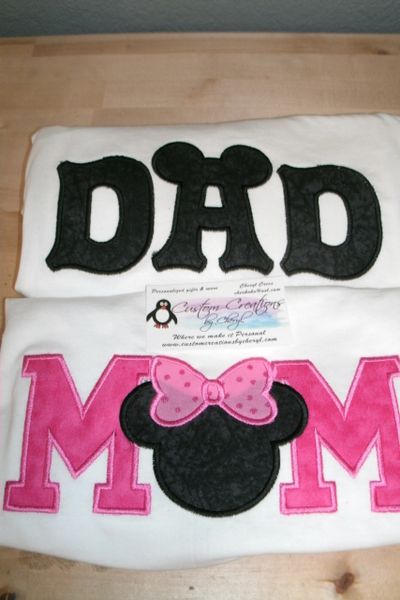 Mickey & Minnie Mouse Mom AND Dad Personalized Birthday Couples Shirts