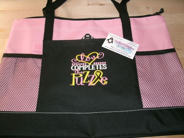 Autism Love Completes the Puzzle Piece Personalized Tote Bag