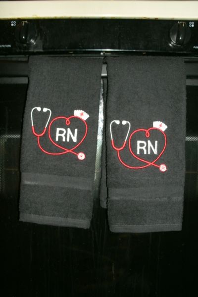 Nurse Stethoscope Nurse Hat Kitchen Towels Hand Towels 2 piece set