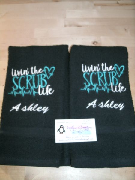 Living the Scrub Life Nurse Kitchen Towels Hand Towels 2 piece set