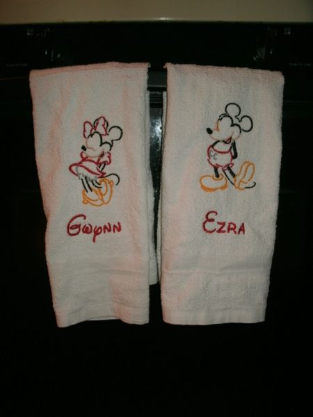 Mickey and Minnie Sketch Hand Towels or Kitchen Towels 2 piece set