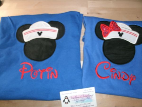 Mickey and Minnie Mouse Sailor Ear Couples Cruise Shirts