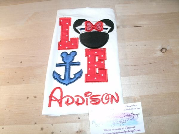 Personalized Minnie Love Sailor Mouse Ears Vacation Cruise Shirt