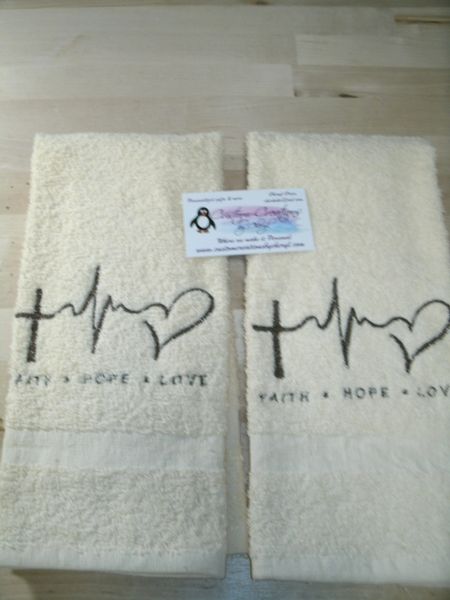 Faith Hope Love Heartbeat Kitchen Towels 2 piece set