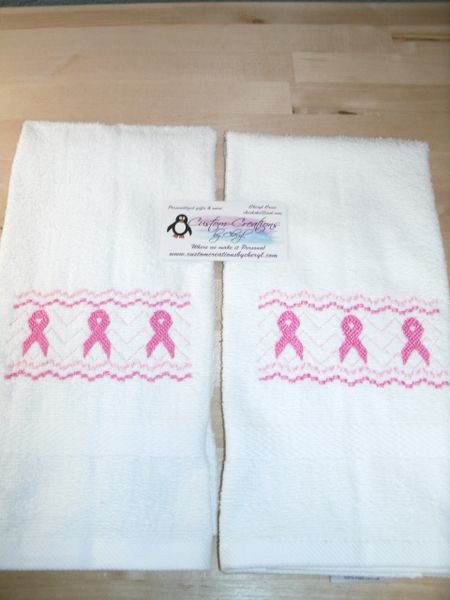 Ribbon Smock Design Kitchen Towels 2 piece set