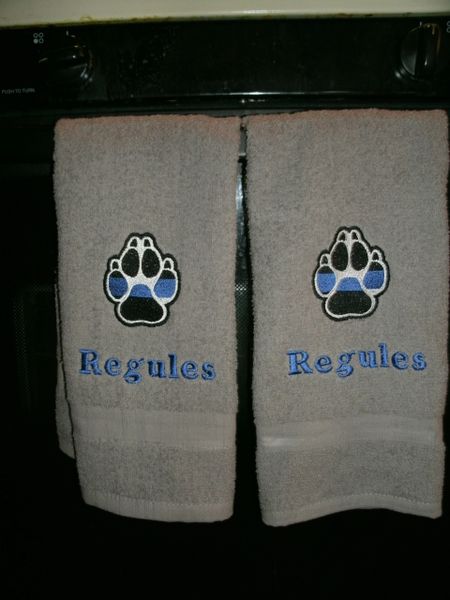 Police K9 Thin Blue Line Paw Kitchen Hand Towels 2 piece set