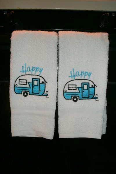Happy Camper Kitchen Towels Hand Towels 2 piece set