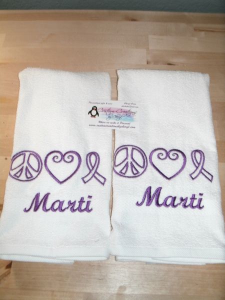 Peace Love Cure Ribbon Kitchen Towels 2 piece set