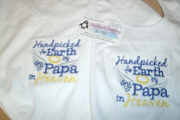Handpicked for Earth by my Papa in Heaven Memorial Bib & Blanket Gift Set