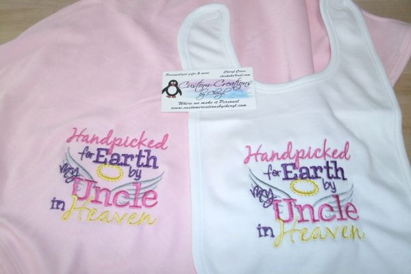 Handpicked for Earth by my Uncle in Heaven Memorial Bib & Blanket Gift Set