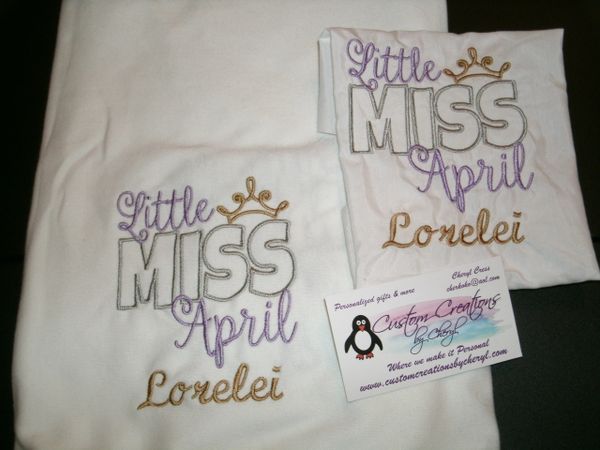 Little Miss April Personalized Bib & Blanket Gift Set