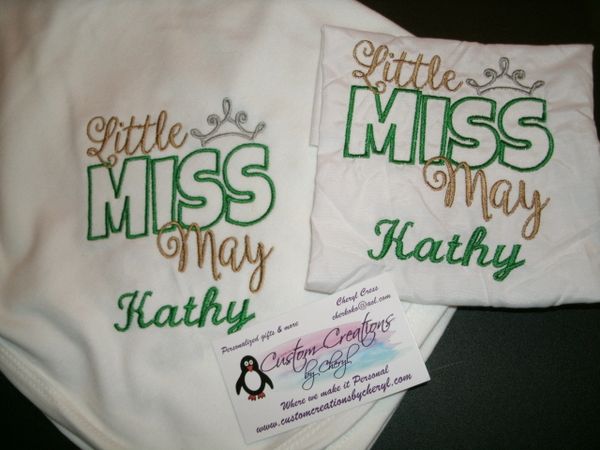 Little Miss May Personalized Bib & Blanket Gift Set