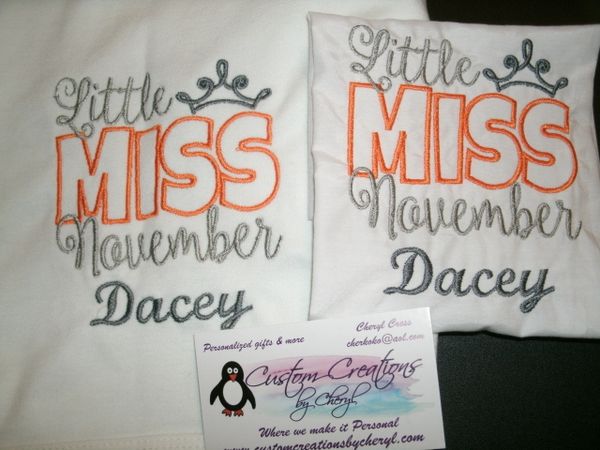 Little Miss November Personalized Bib & Blanket Gift Set
