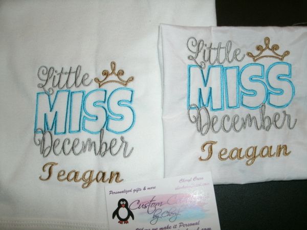 Little Miss December Personalized Bib & Blanket Gift Set