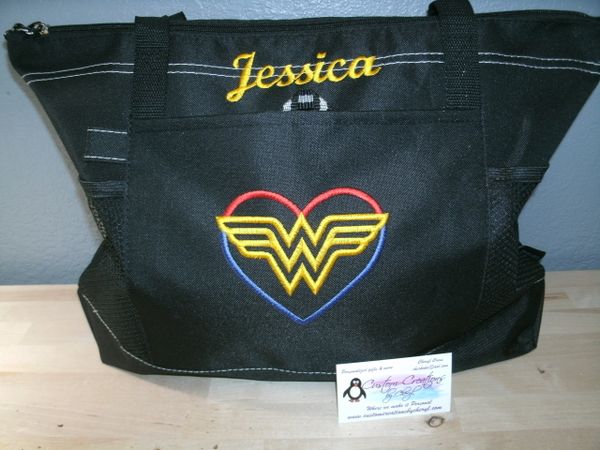 Wonder Woman Heart Sketch Superhero Personalized Tote Bag