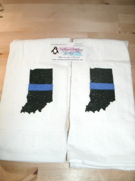 Police Thin Blue Line Personalized Kitchen Towels 2 piece Set