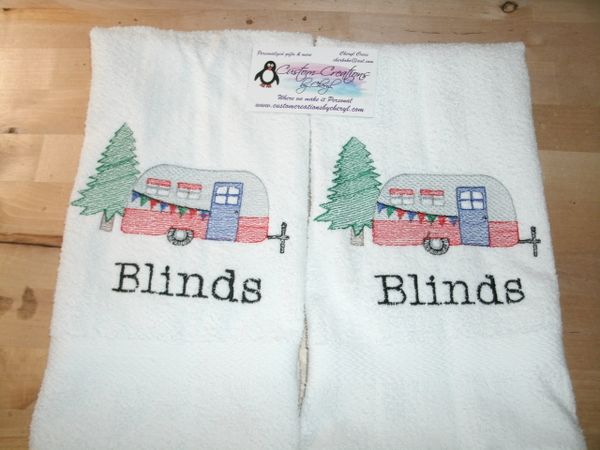 Camper with Tree Kitchen Towels Hand Towels 2 piece set