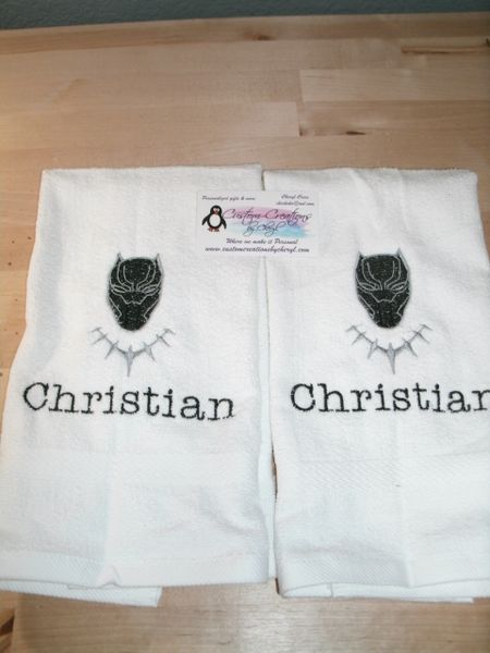 Black Panther Head Kitchen Towels Hand Towels 2 piece set