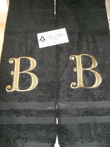 Monogram Victorian Letter Kitchen Towels Hand Towels 2 piece set