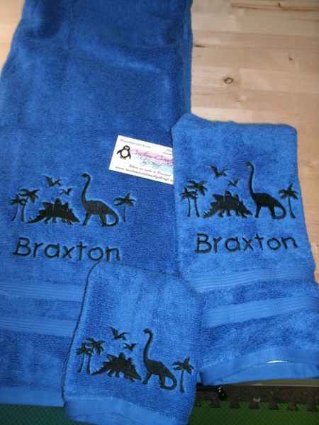 Dinosaur Dino Scene Personalized 3 piece Towel Set