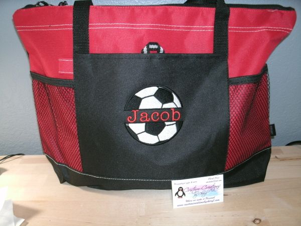 Soccer Split Personalized Sports Mom Tote Bag