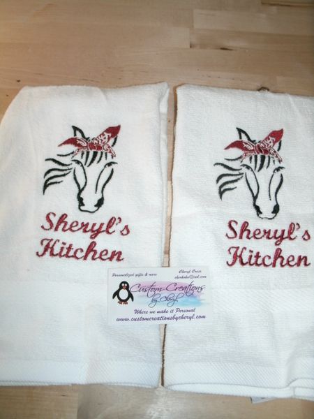 Personalized Bandana Horse Farm Country Western Kitchen Towels Hand Towels 2 piece set