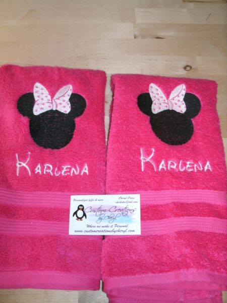 Minnie Head Hand or Kitchen Towels 2 piece set