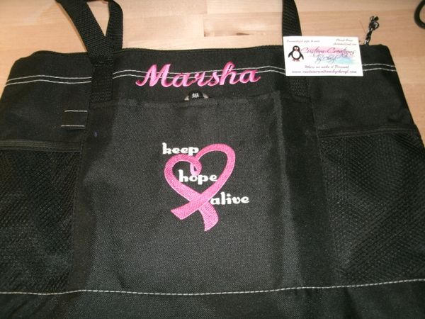 Keep Hope Alive Personalized Awareness Cancer Ribbon Tote Bag