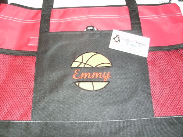 Basketball Split Personalized Sports Mom Tote Bag