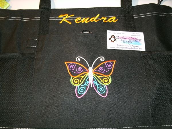 Rainbow Butterfly Sketch Personalized Tote Bag