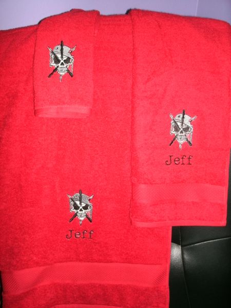 Skull and Swords Personalized 3 piece Towel Set