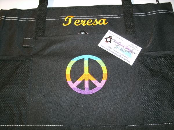 Rainbow Peace Sign Personalized Tote Bag
