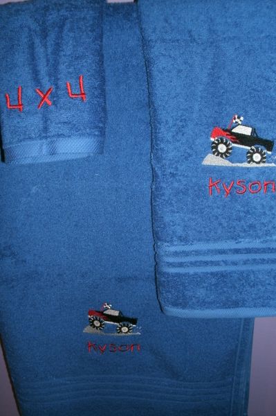 Monster Truck Personalized 3 Piece Towel Set
