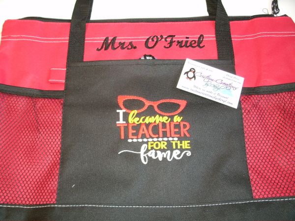 I Became a Teacher for the Fame Personalized Tote Bag Great Teacher Gift