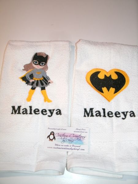 Batgirl Kid Superhero Kitchen Towels Hand Towels 2 piece set