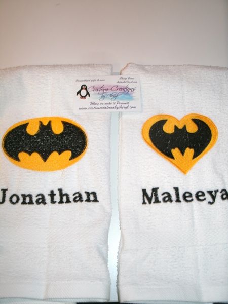 Batman & Batgirl Logos Superhero Kitchen Towels Hand Towels 2 piece set