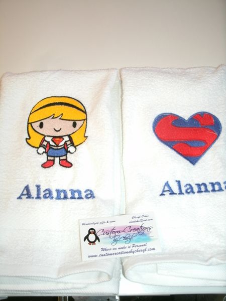 Supergirl Kid Superhero Kitchen Towels Hand Towels 2 piece set
