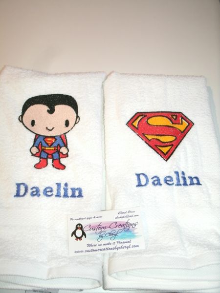 Superman Kid Superhero Kitchen Towels Hand Towels 2 piece set