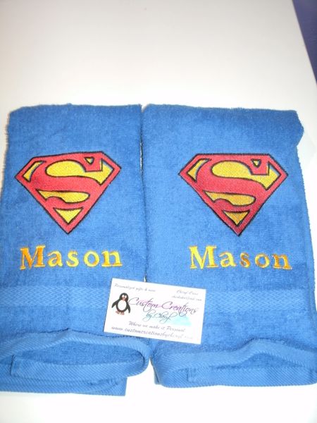 Superman Logo Superhero Kitchen Towels Hand Towels 2 piece set