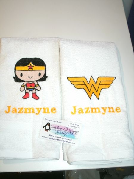 Wonder Woman Kid Superhero Kitchen Towels Hand Towels 2 piece set