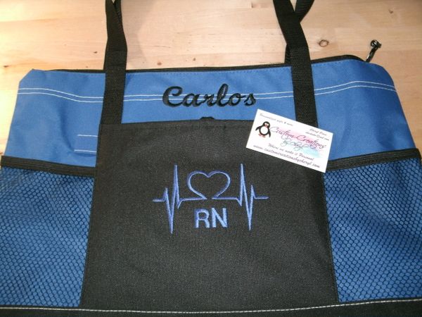 Personalized EKG Heartbeat Nurse Tote Bag