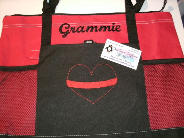 Firemans Red Line Heart Personalized Tote Bag Great Firefighter Gift