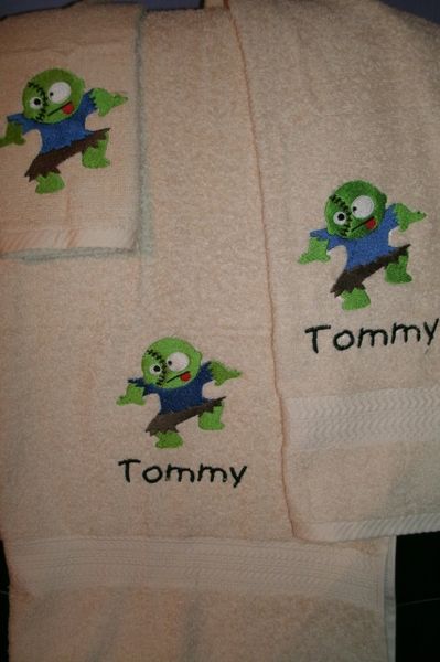 Zombie Kid Personalized 3 Piece Towel Set