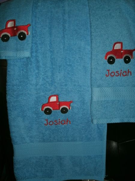 Pickup Truck Personalized 3 Piece Towel Set