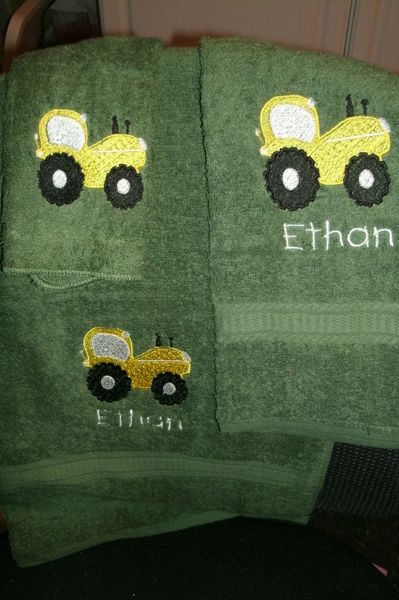 Farm Tractor Personalized 3 Piece Towel Set
