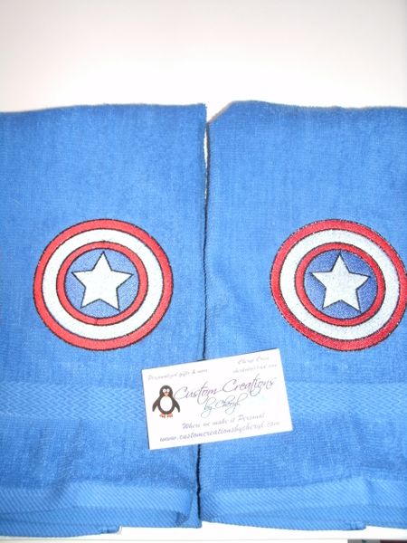 Captain America Logo Kitchen Towels Hand Towels 2 piece set