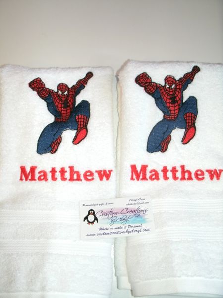 Spiderman Leaping Logo Personalized Hand towels 2 piece Set