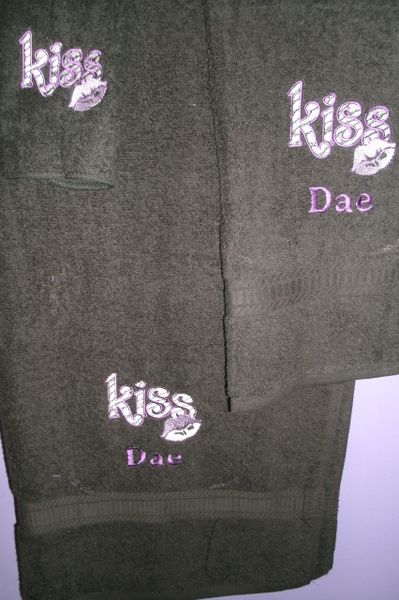 Kiss Lips Zebra Animal Print Personalized Towel Set