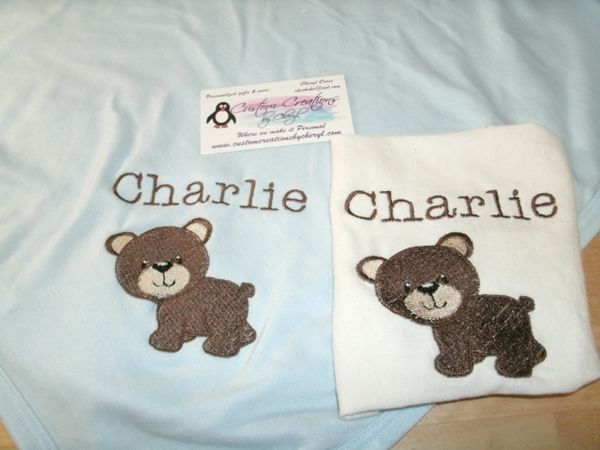 Cub Bear Personalized Baby Blanket & Bib Combo Set
