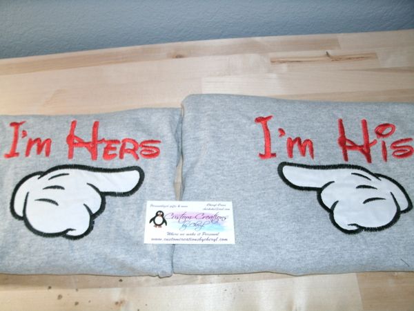 I'm Hers & I'm His Couples Shirts Mickey & Minnie Hands